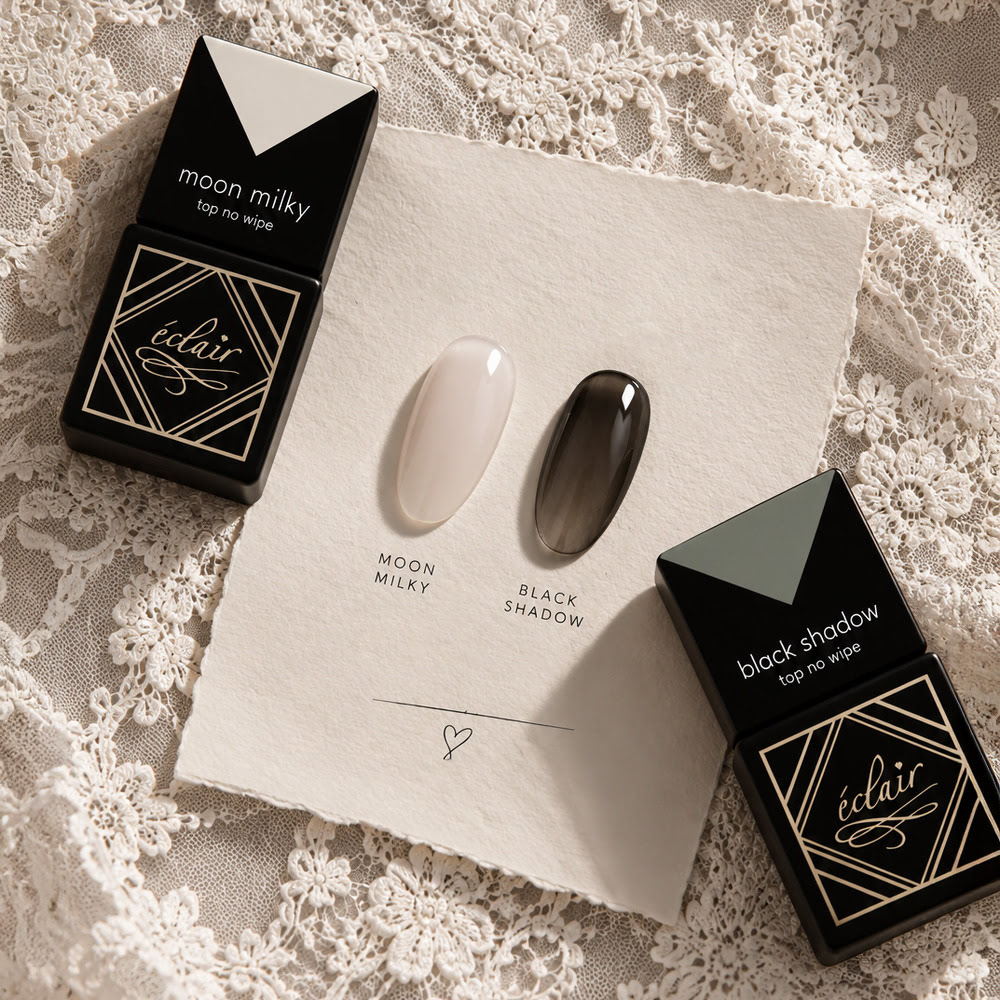 mlecznie i kolorowe topy hybrydowe no wipe od Eclair Nail